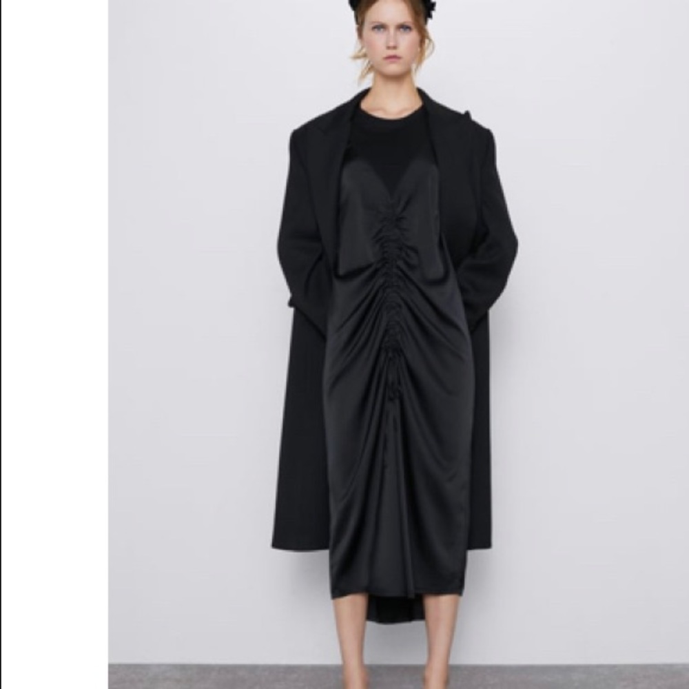 Black Cotton with Satin Detail Dress